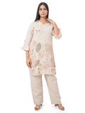 Natural Printed Linen Kurti Pant Set
