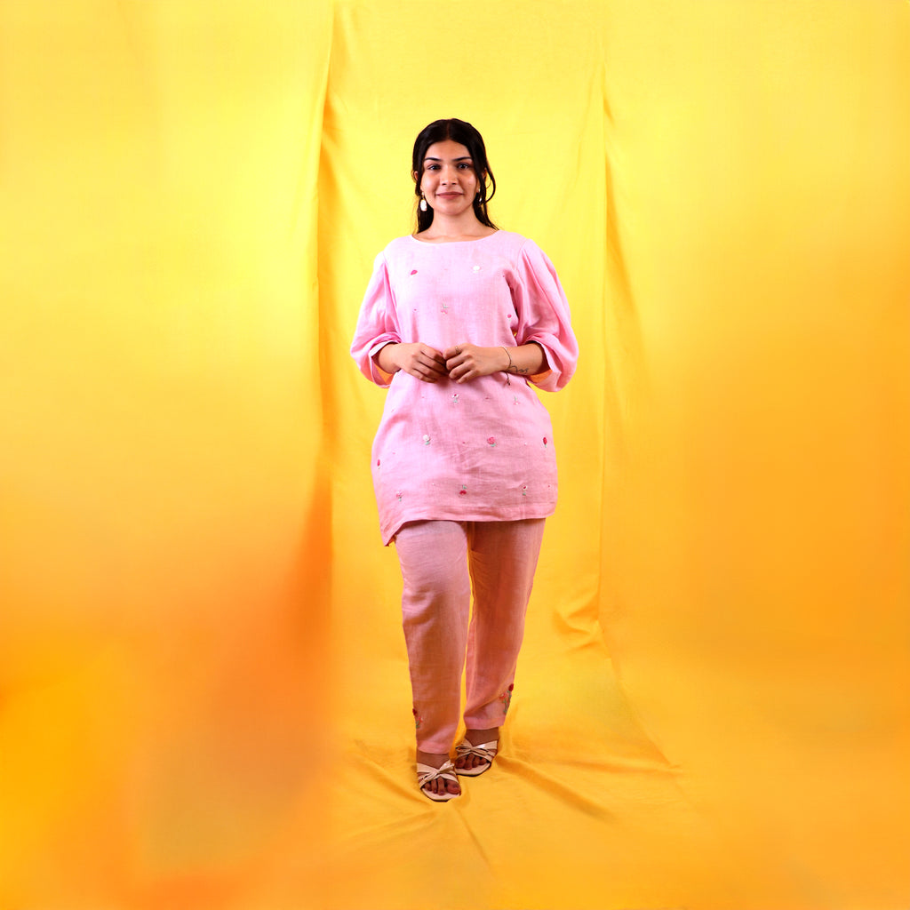 Rose Pink Linen Set