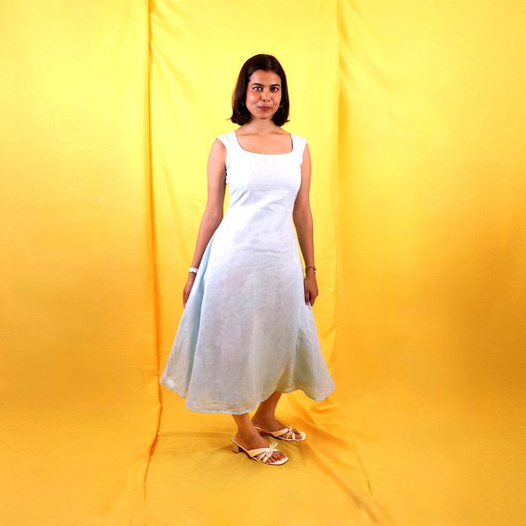 Sky Blue Corset Linen Dress