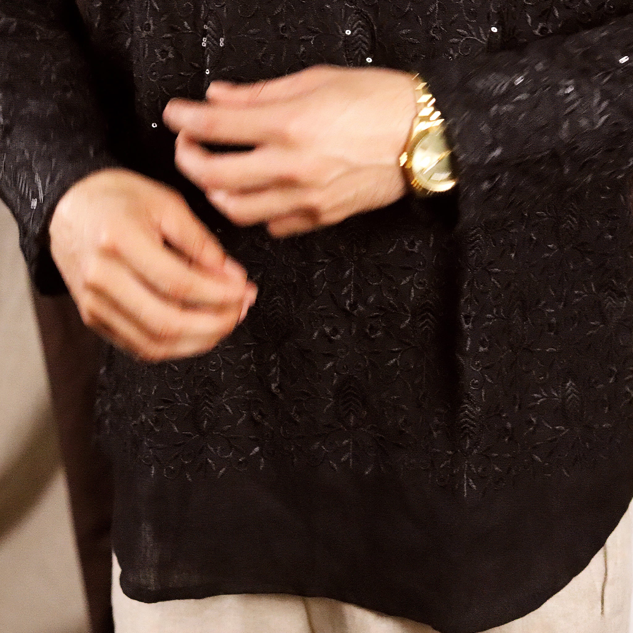 Black Short Linen Kurta