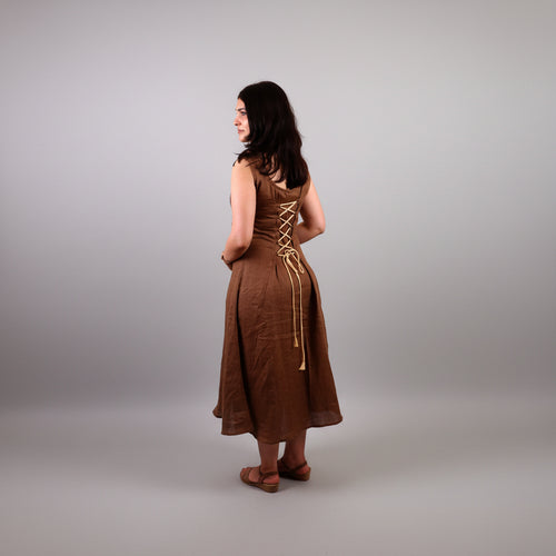Brown Corset Linen Dress