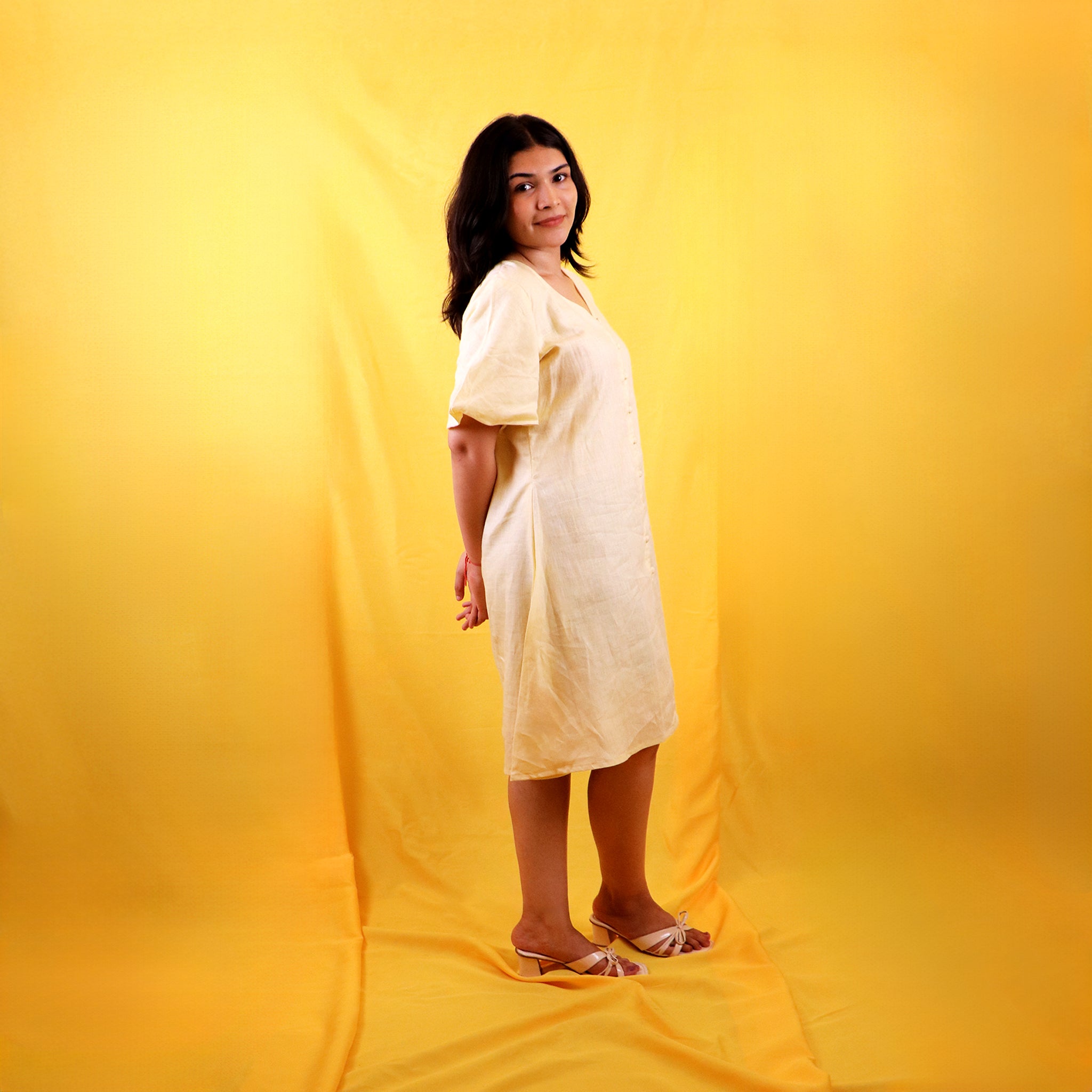 Butter Yellow Pure Linen Dress
