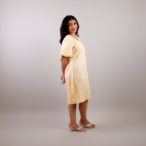 Butter Yellow Pure Linen Dress