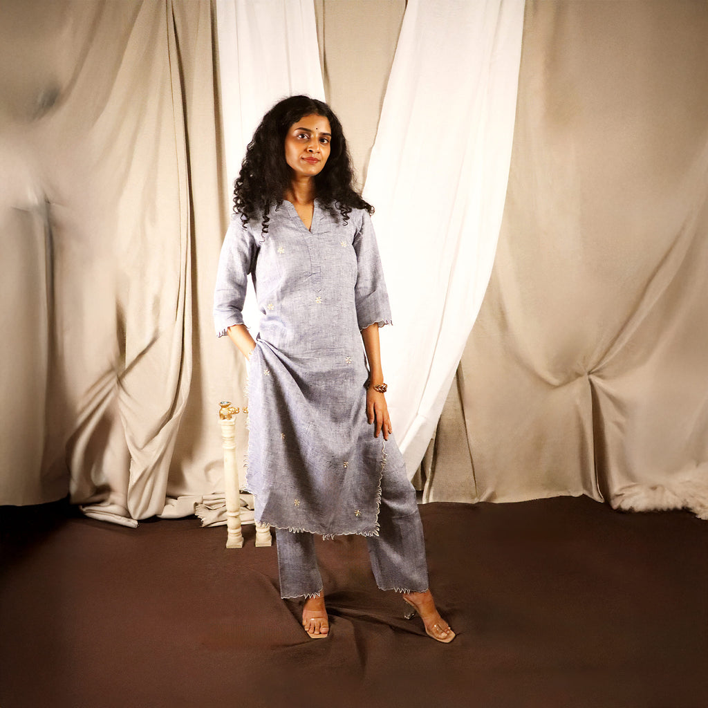 Embroidered Cutwork Kurta Pant Set