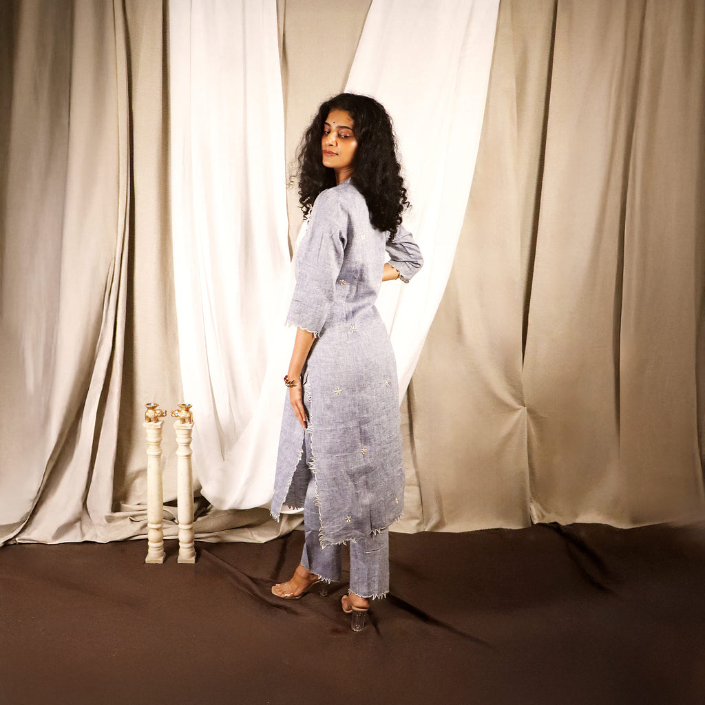 Embroidered Cutwork Kurta Pant Set