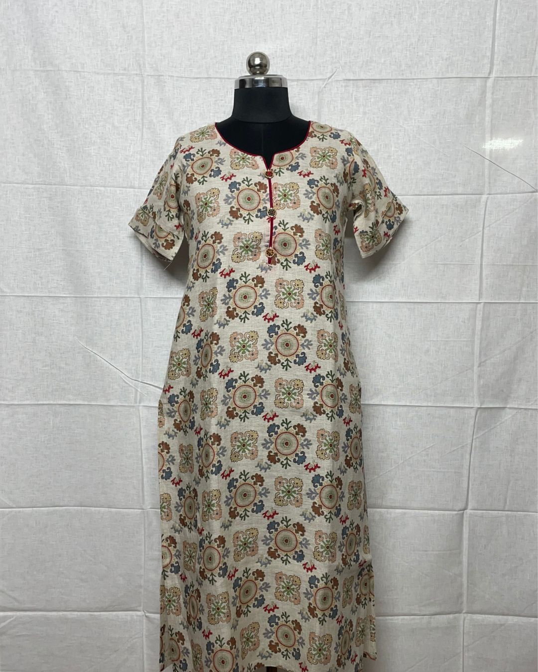 Heritage Bloom Linen Kurti