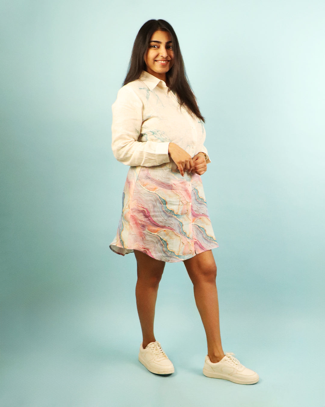 Marble Linen Shirt Dress