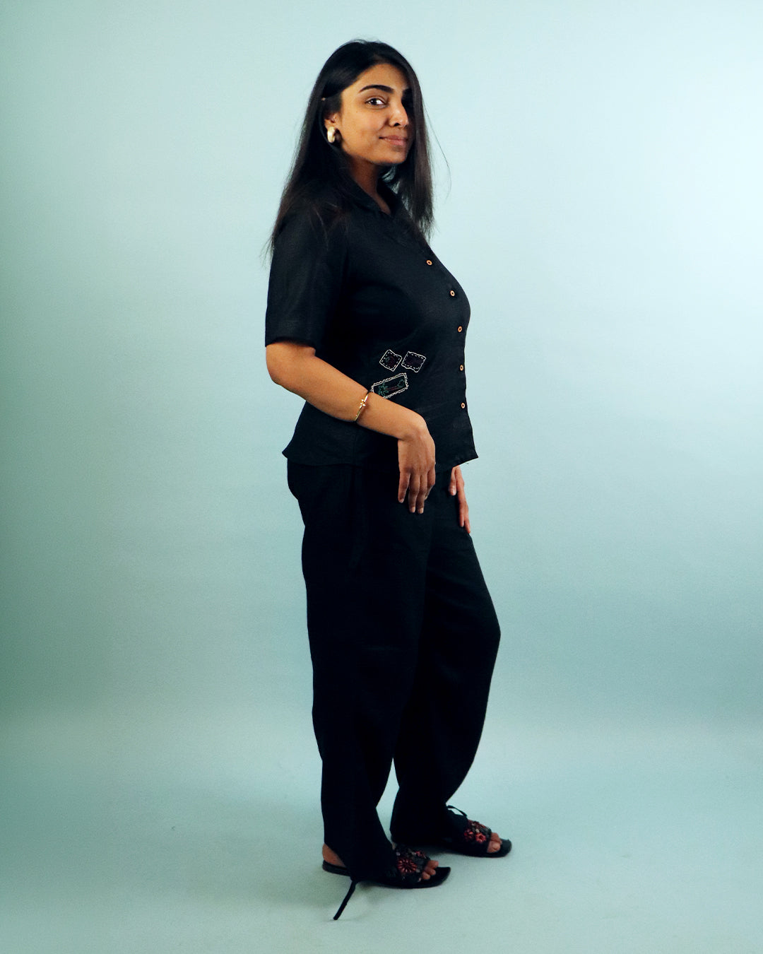 Pure Linen Co-ord Set in Black