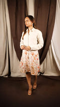 Printed linen shirt dress for women in 100% pure linen by Sabr India