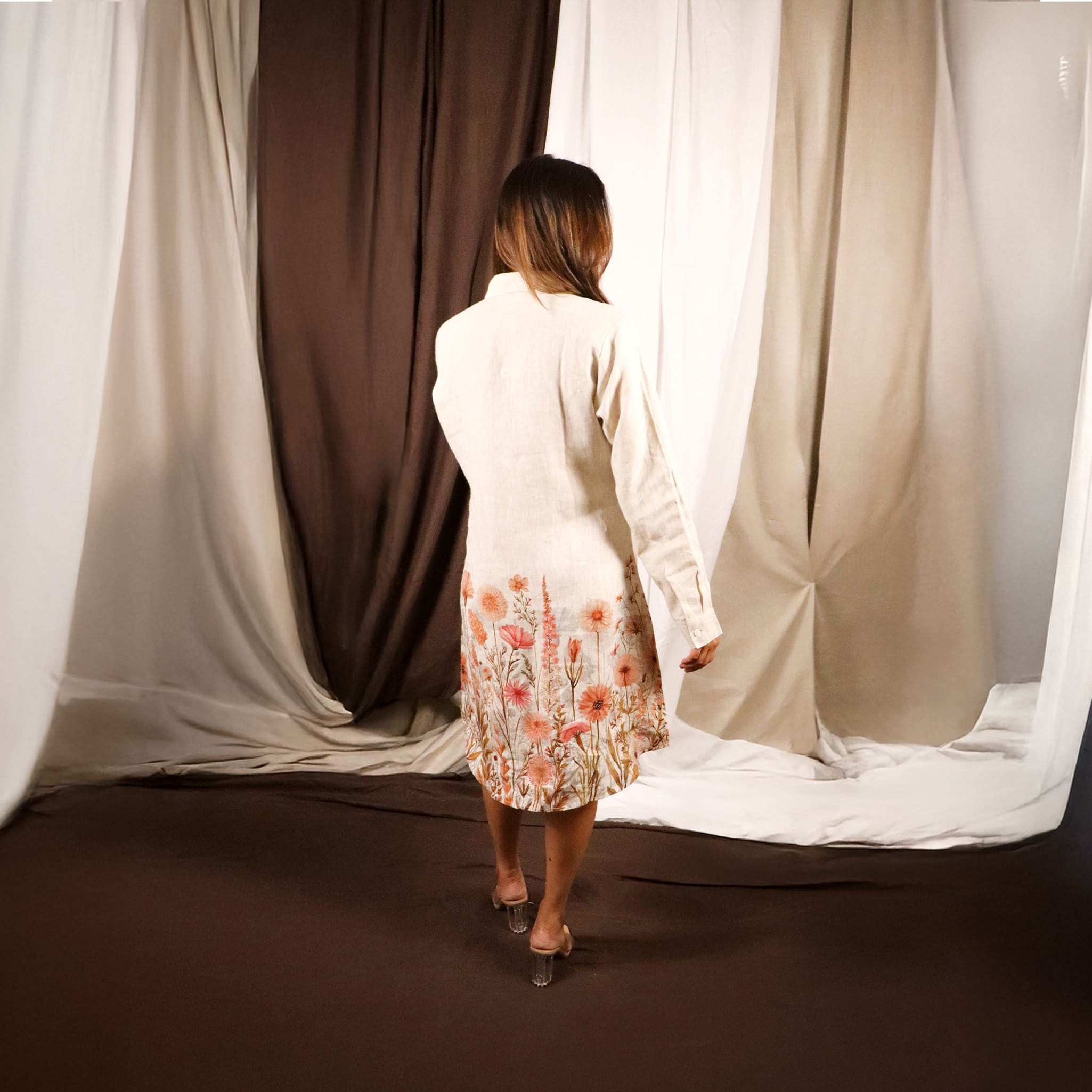 Printed Linen Shirt Dress | 100% Pure Linen | Sabr India Printed Linen Shirt Dress | 100% Pure Linen | Sabr India