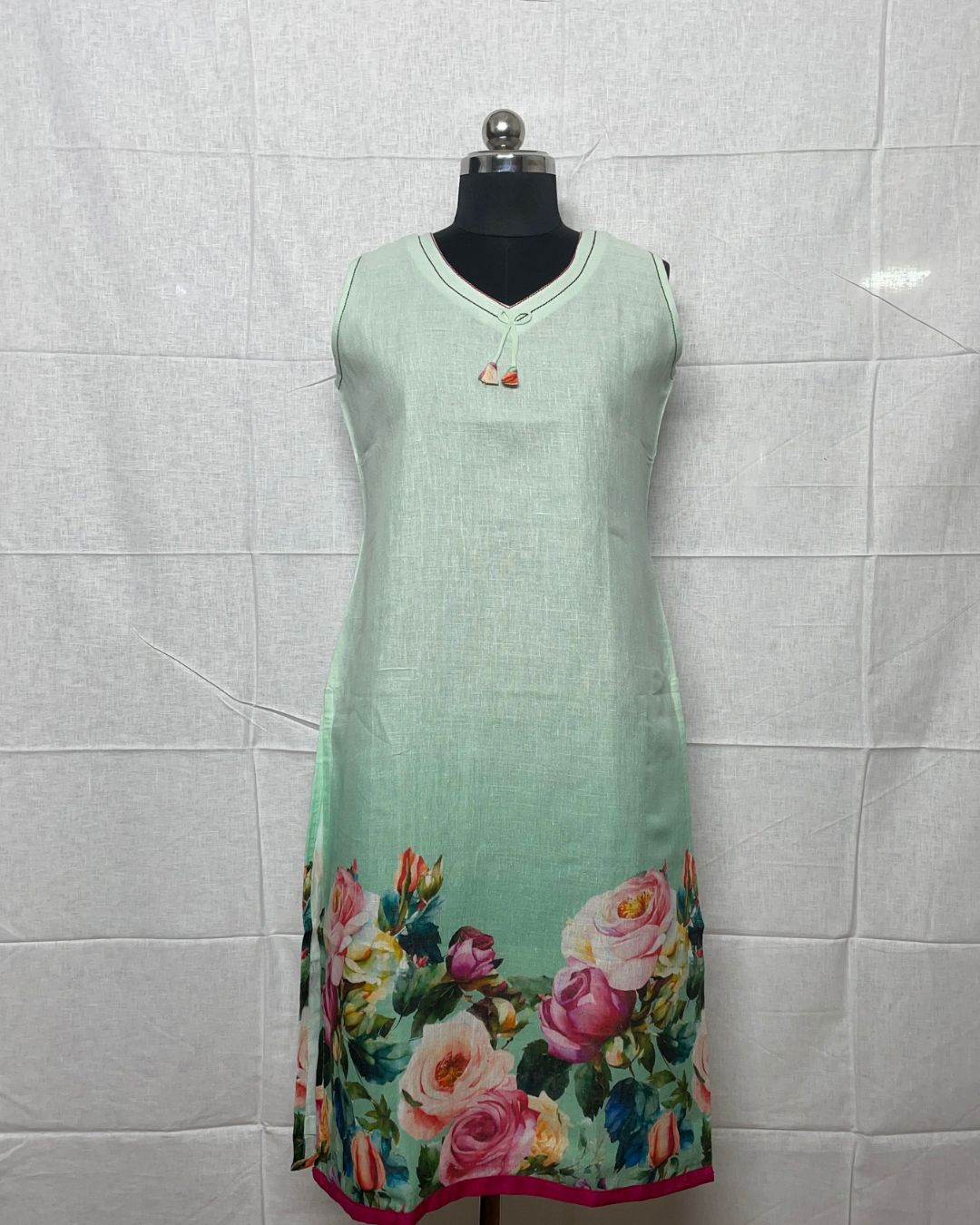 Mint Garden Linen Kurti