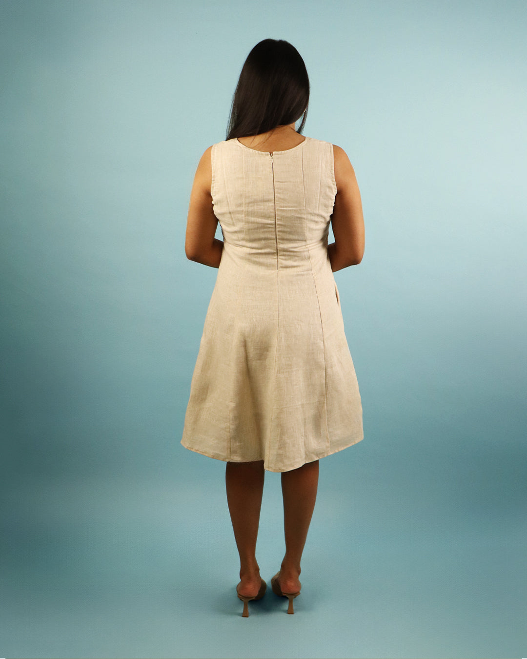Natural Pure Linen A-Line Dress