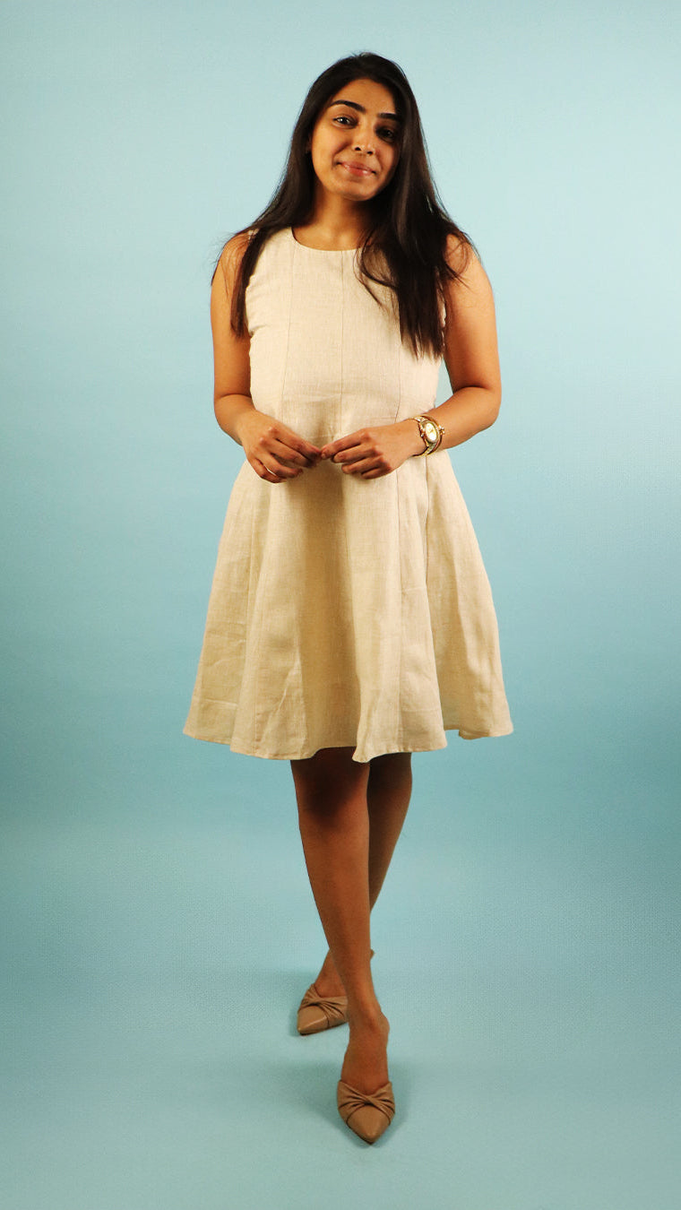 Natural Pure Linen A-Line Dress