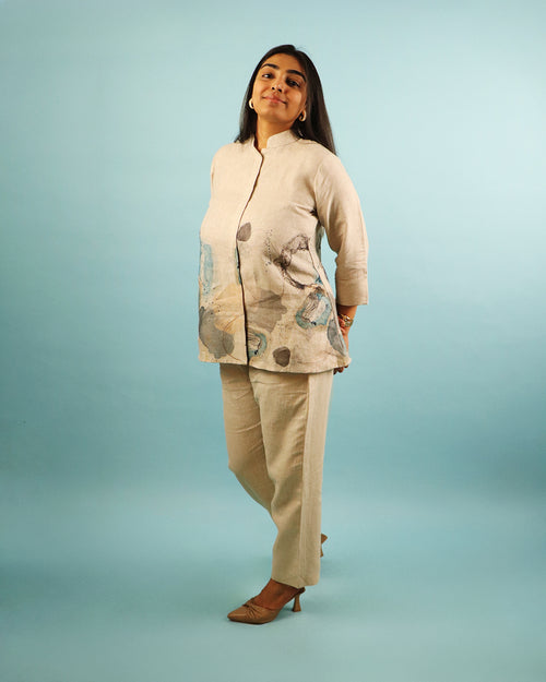 Abstract Printed Linen Top