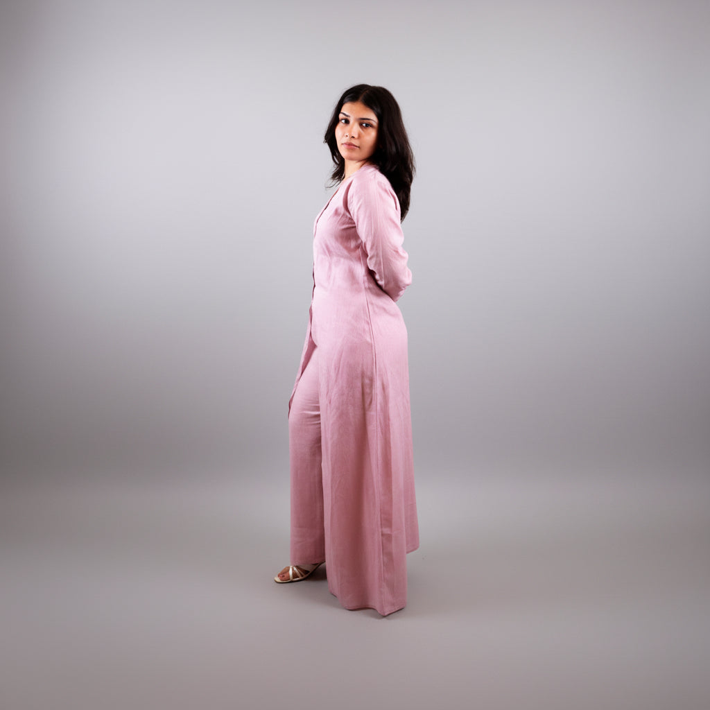 Rose Pink Floor Length Kurti Set