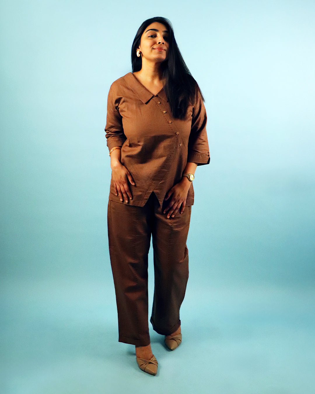 Coffee Brown Linen Co-ord Set