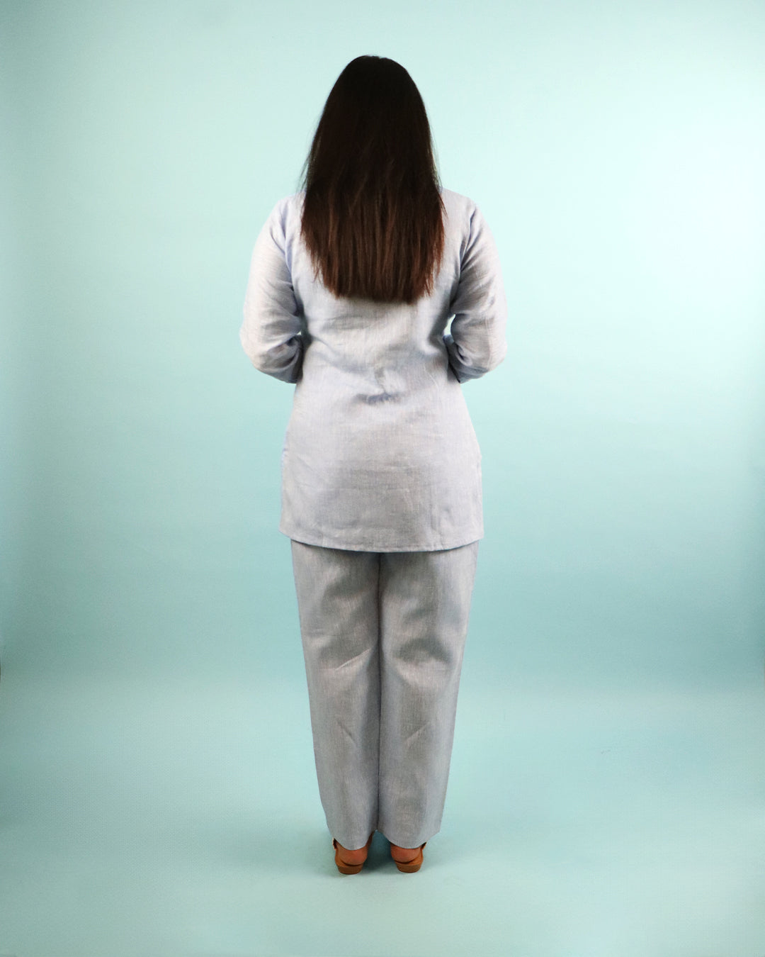 Pure Linen Co-ord Set in Ice Blue