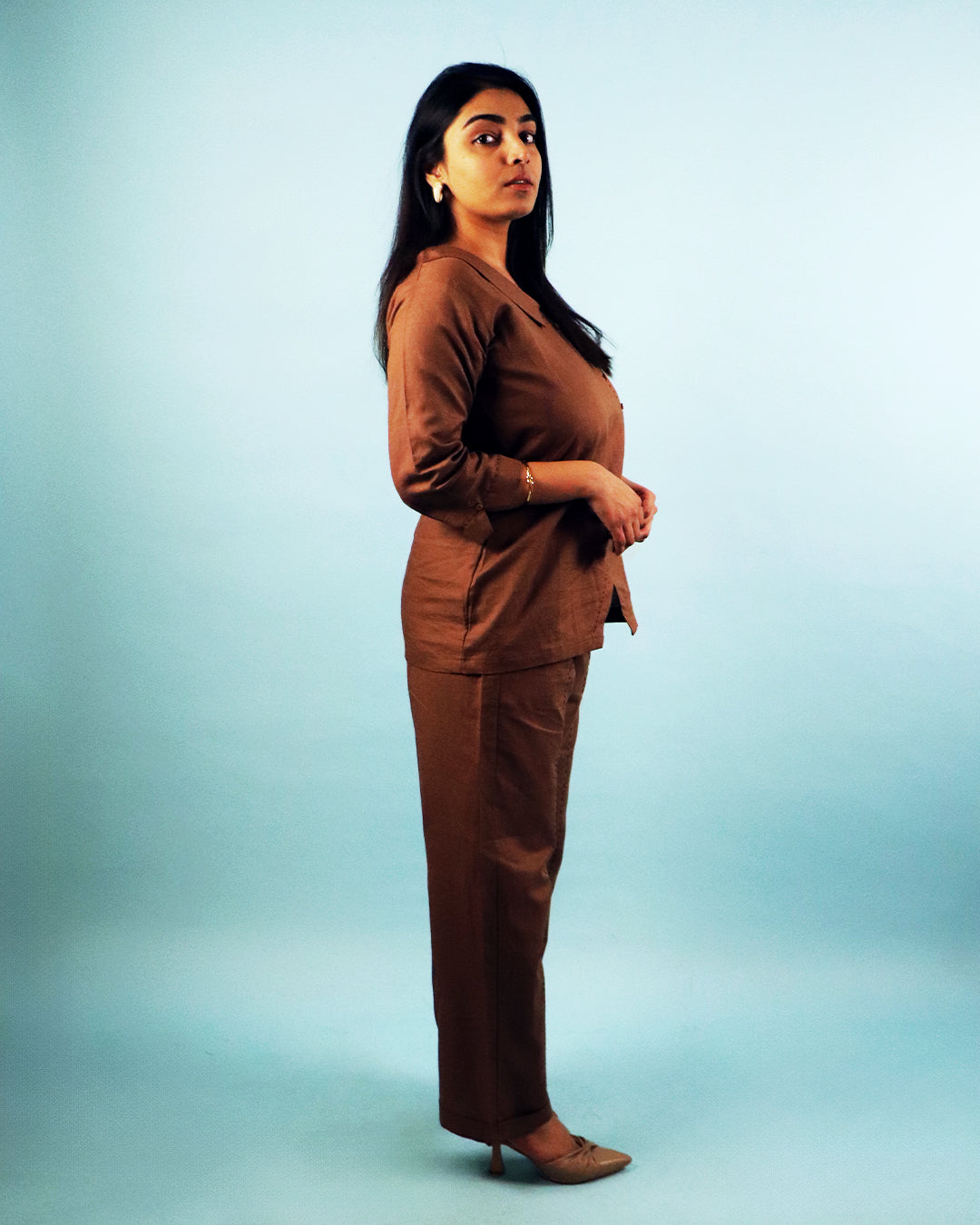 Coffee Brown Linen Co-ord Set