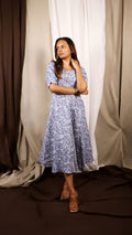Printed Linen Midi Dress