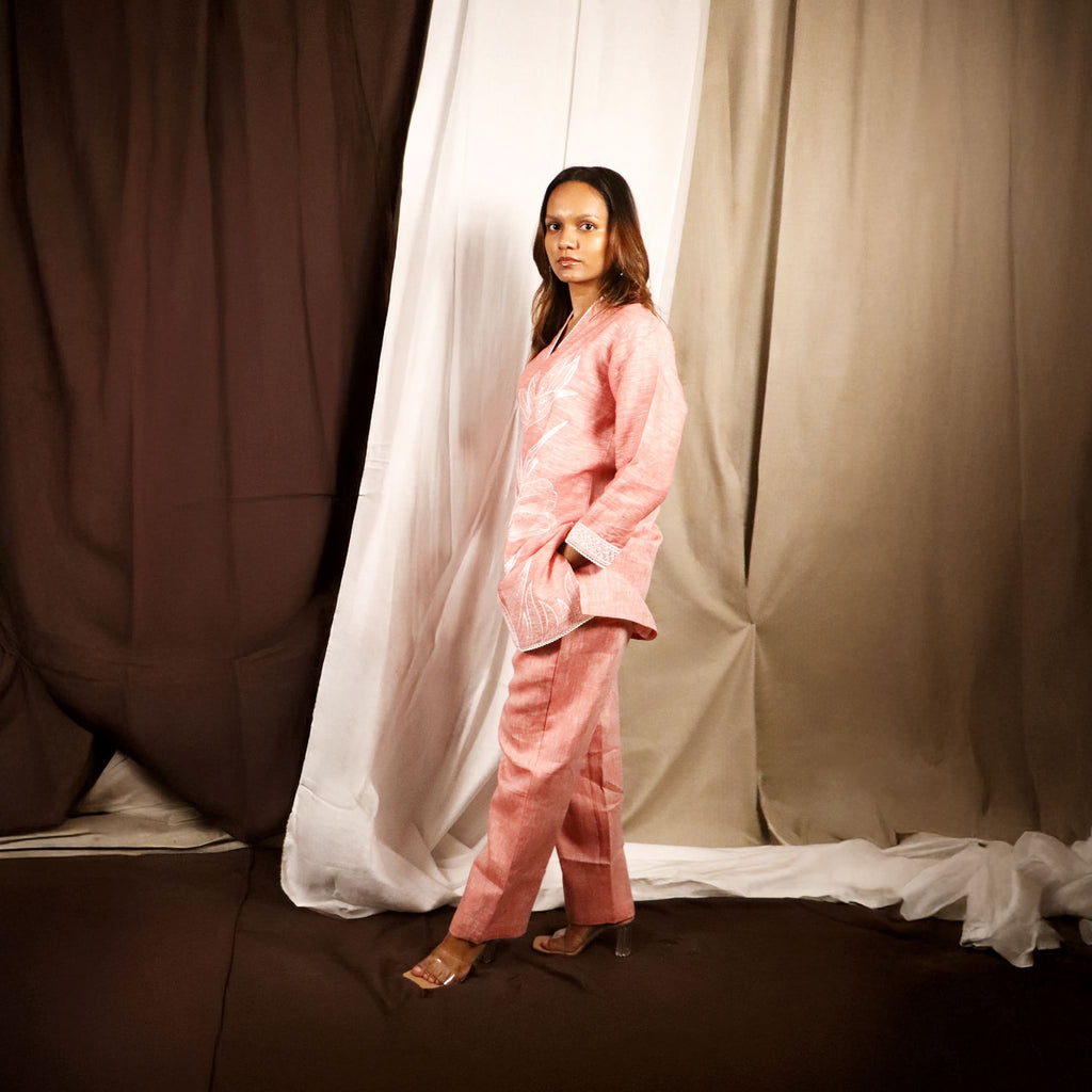 Embroidered Linen Co-ord Set
