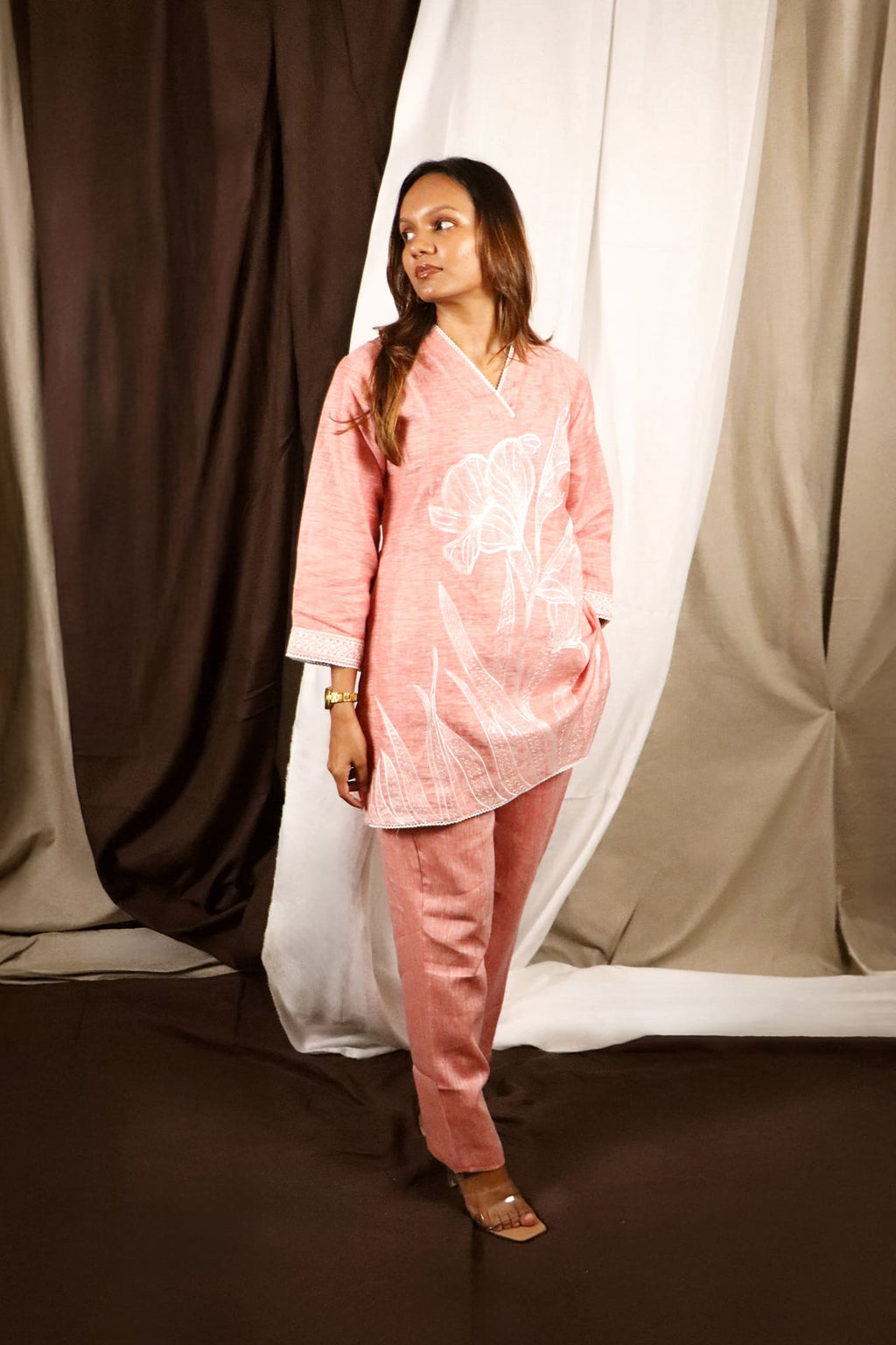 Embroidered Linen Co-ord Set