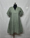 Sage Check Pure Linen Dress
