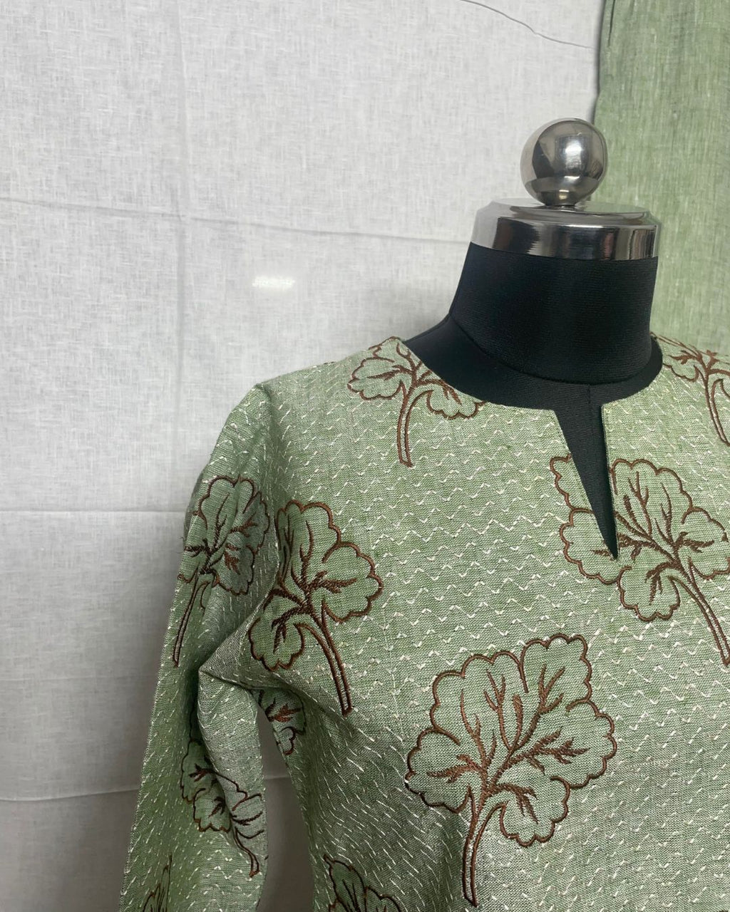 Sage Green Leaf Linen Co-ord Set
