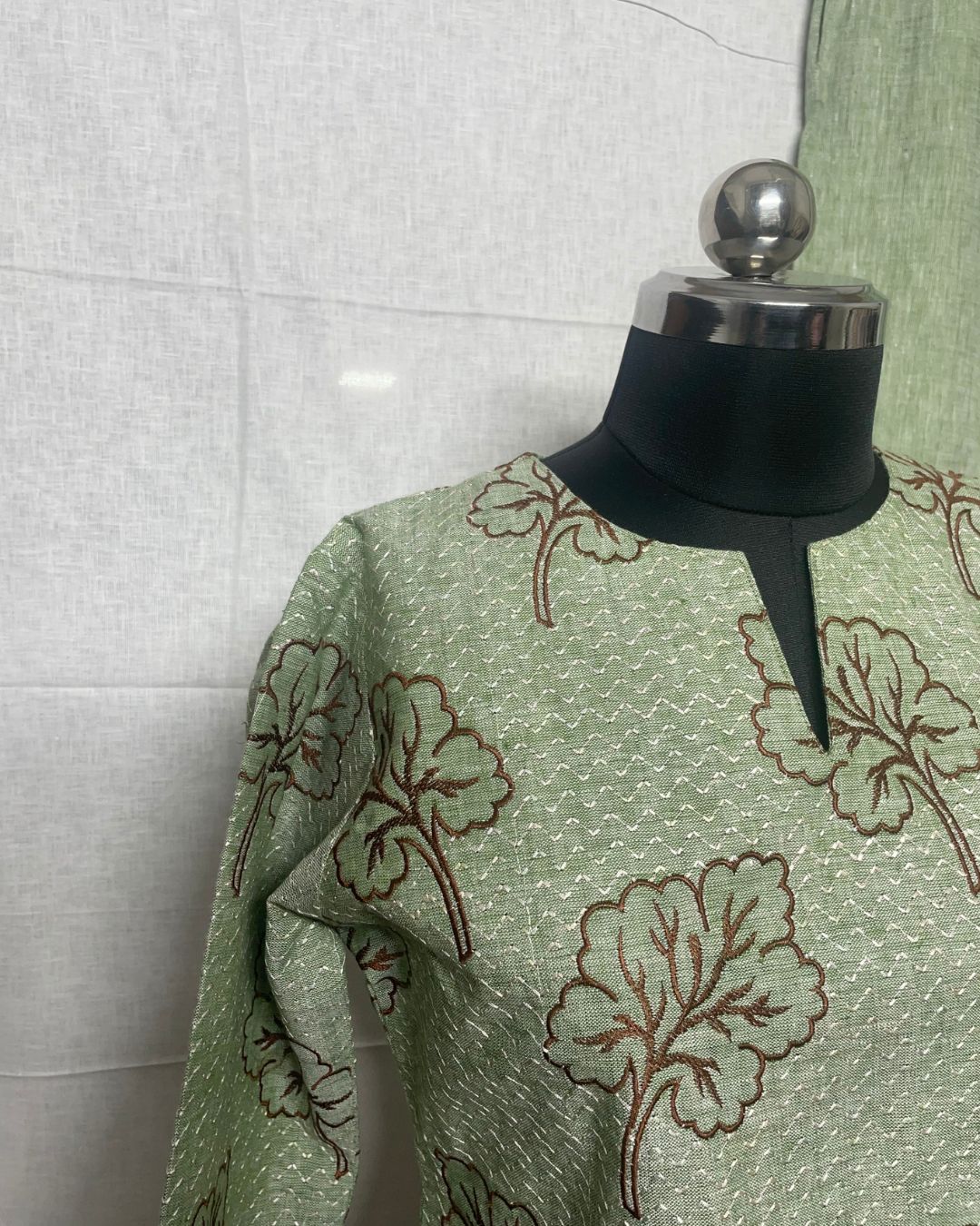 Sage Green Leaf Linen Co-ord Set