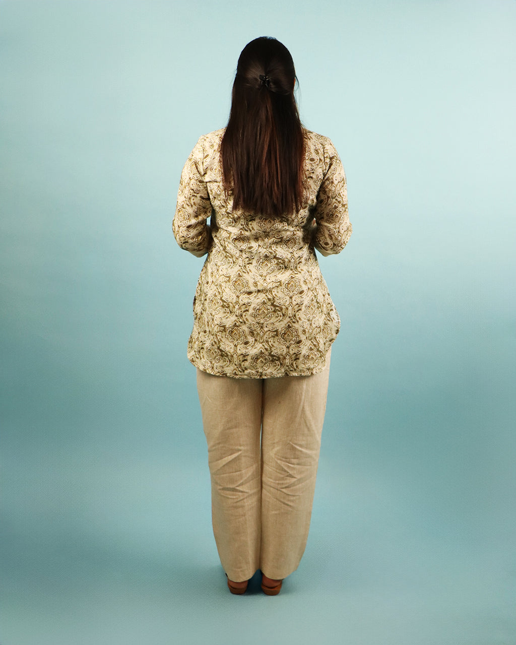 Sand Paisley Linen Kurta