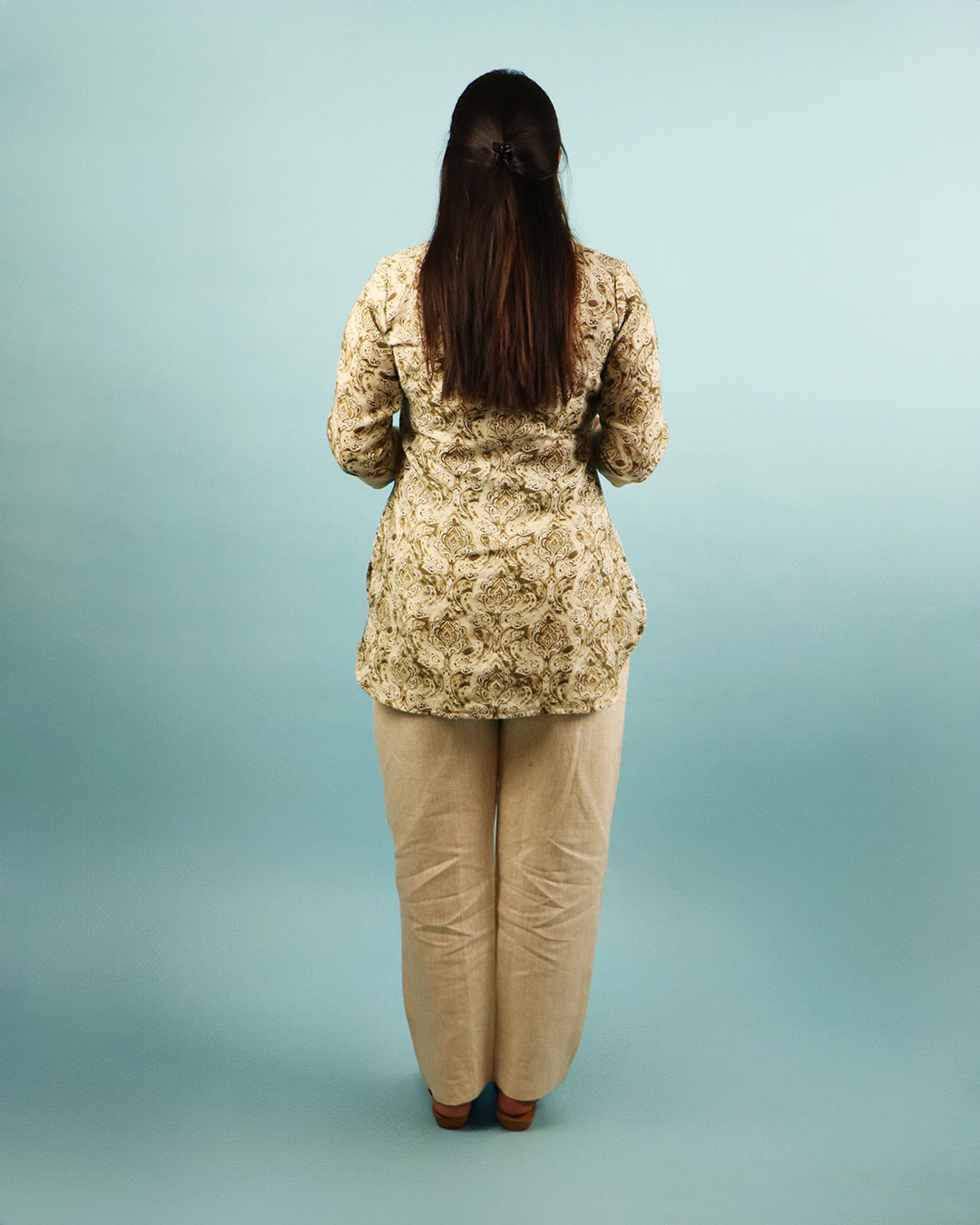 Sand Paisley Linen Kurta