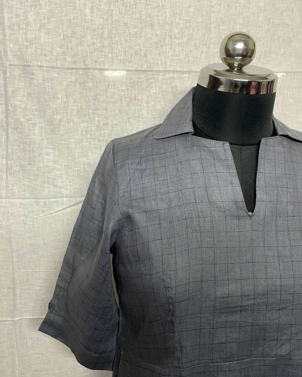 Steel Mist Pure Linen Dress