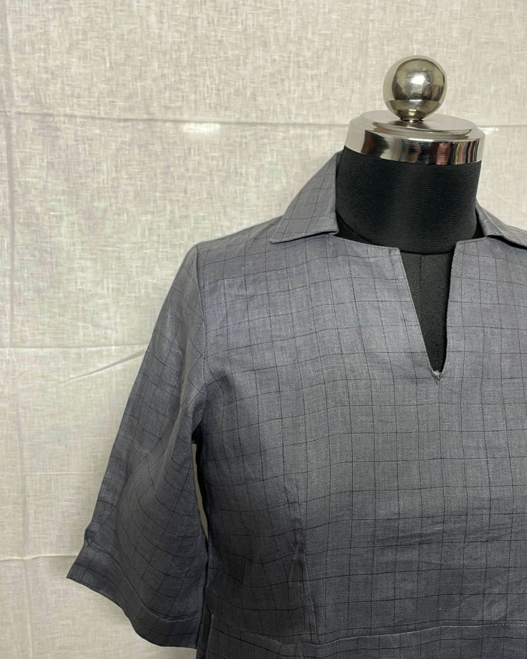 Steel Mist Pure Linen Dress