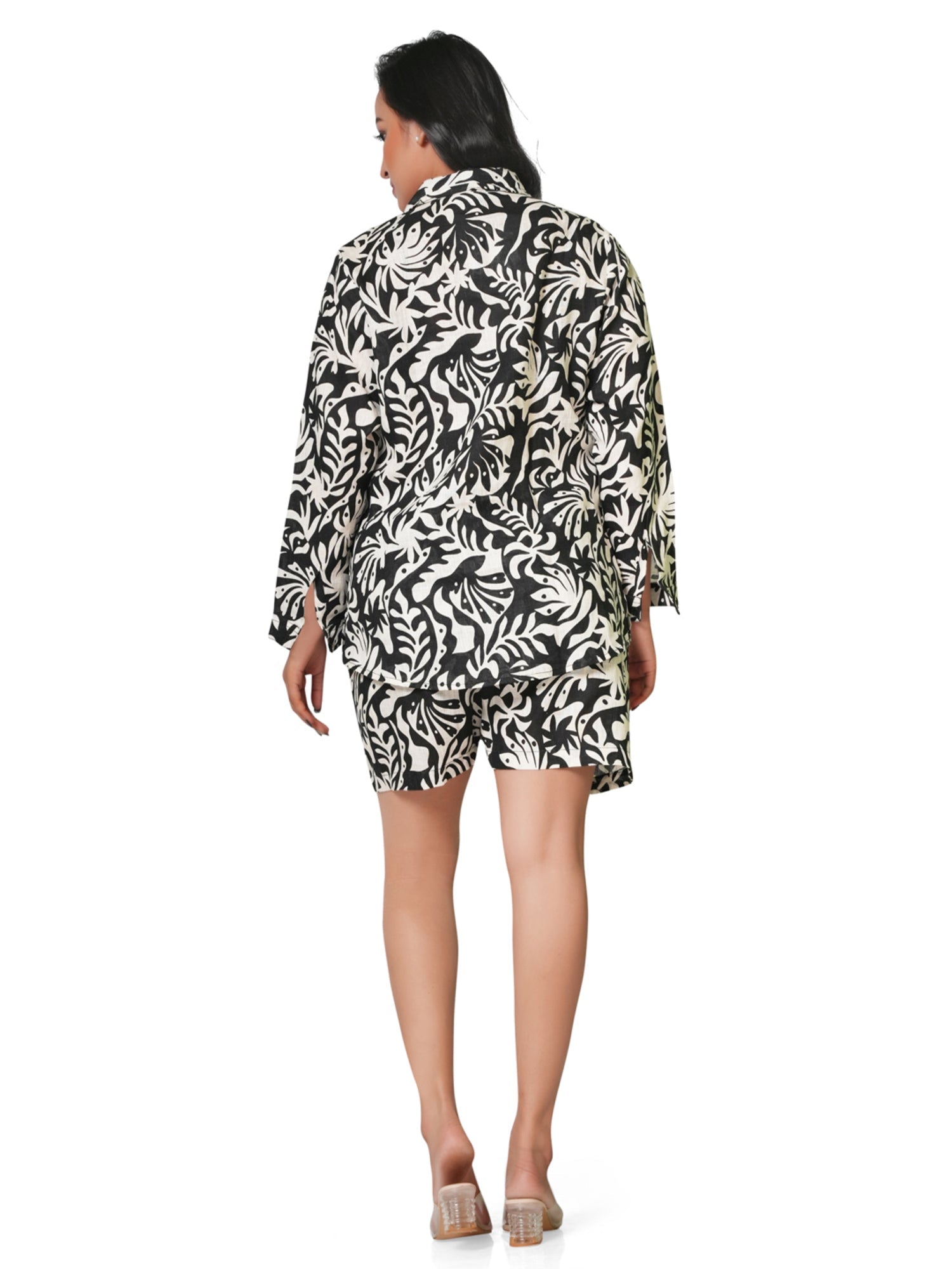 Tropical Noir Linen Co-ord Set 