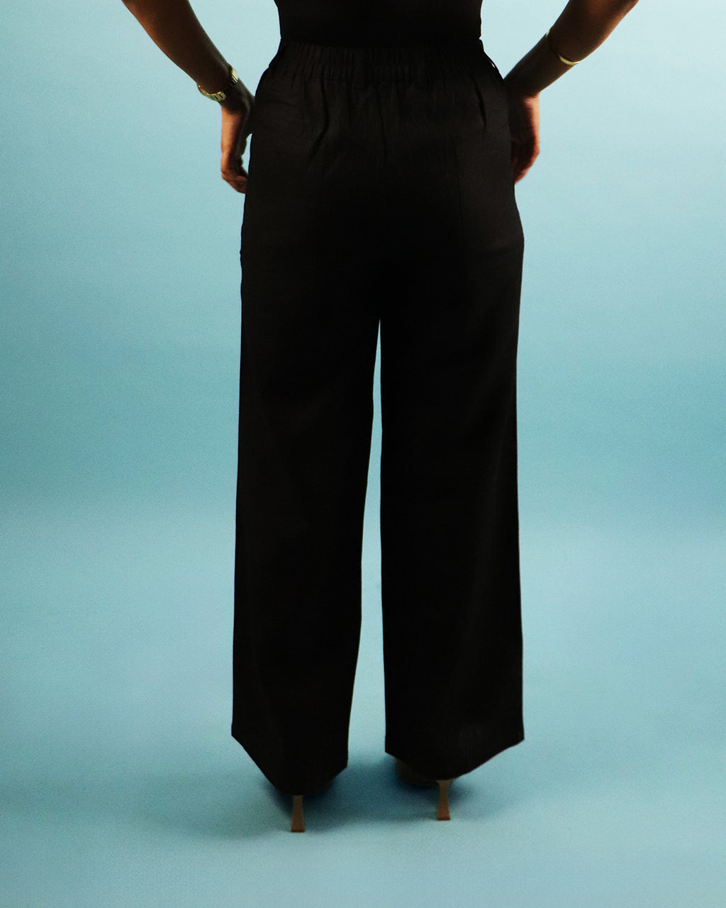 Unisex Pure Linen Pants in Classic Black