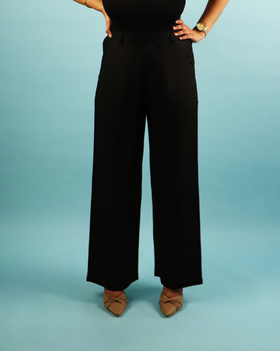 Unisex Pure Linen Pants in Classic Black