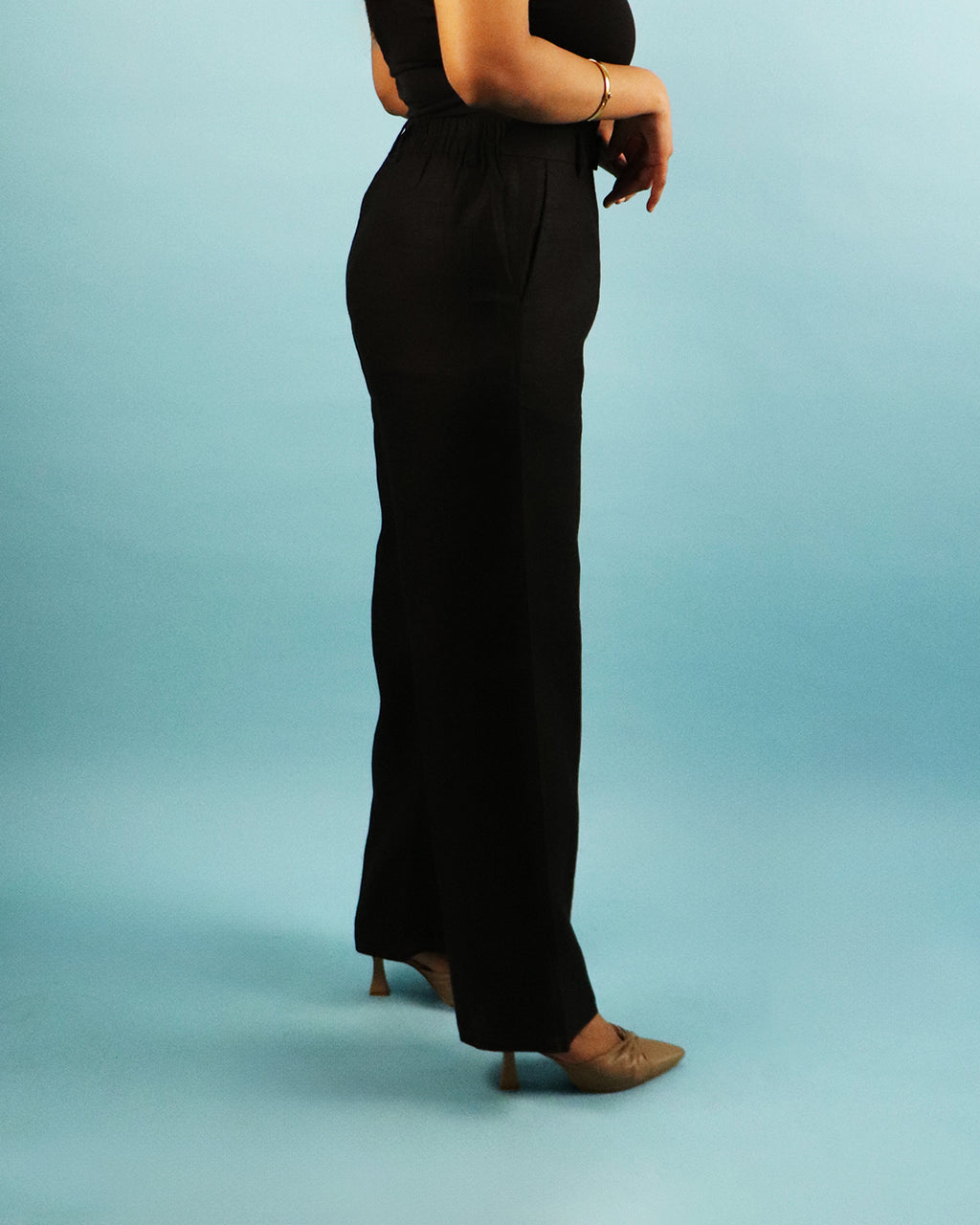 Unisex Pure Linen Pants in Classic Black