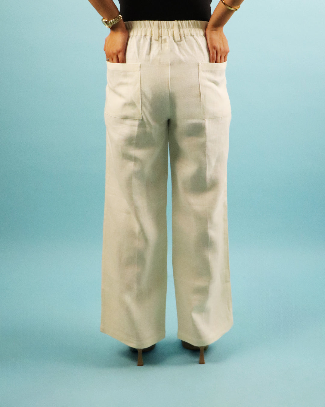 Unisex Pure Linen Pants in Beige