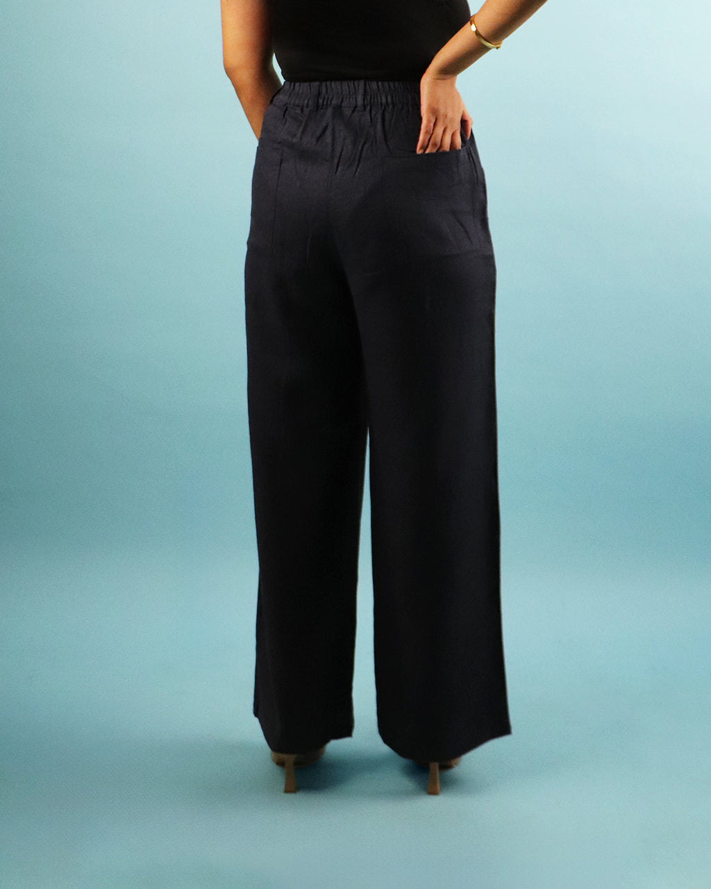 Unisex Pure Linen Pants in Black