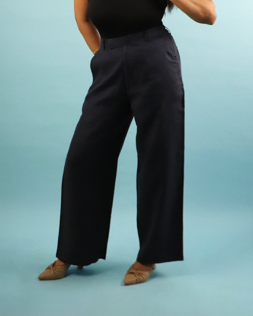 Unisex Pure Linen Pants in Black