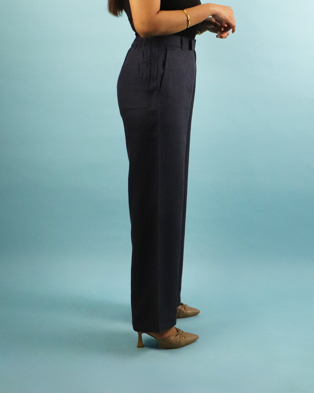 Unisex Pure Linen Pants in Black