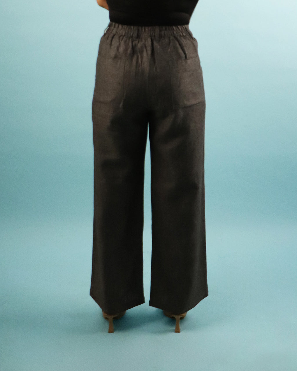 Unisex Pure Linen Pants in Charcoal Grey