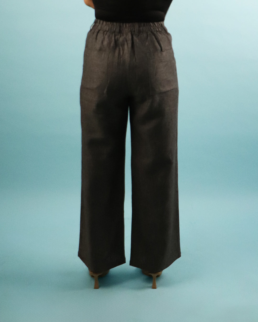 Unisex Pure Linen Pants in Charcoal Grey