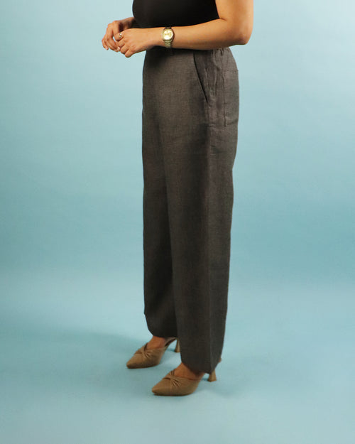 Charcoal Black Unisex Linen Pants