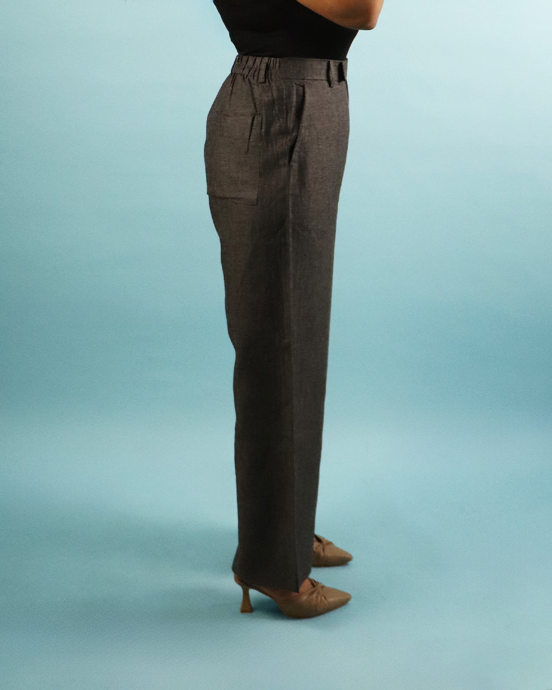Unisex Pure Linen Pants in Charcoal Grey