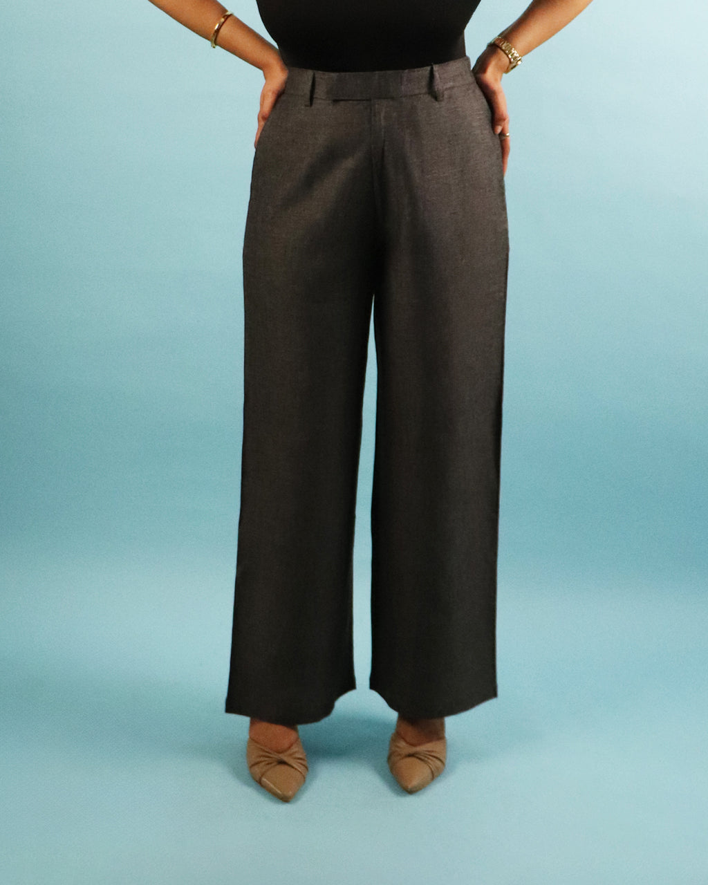 Unisex Pure Linen Pants in Charcoal Grey