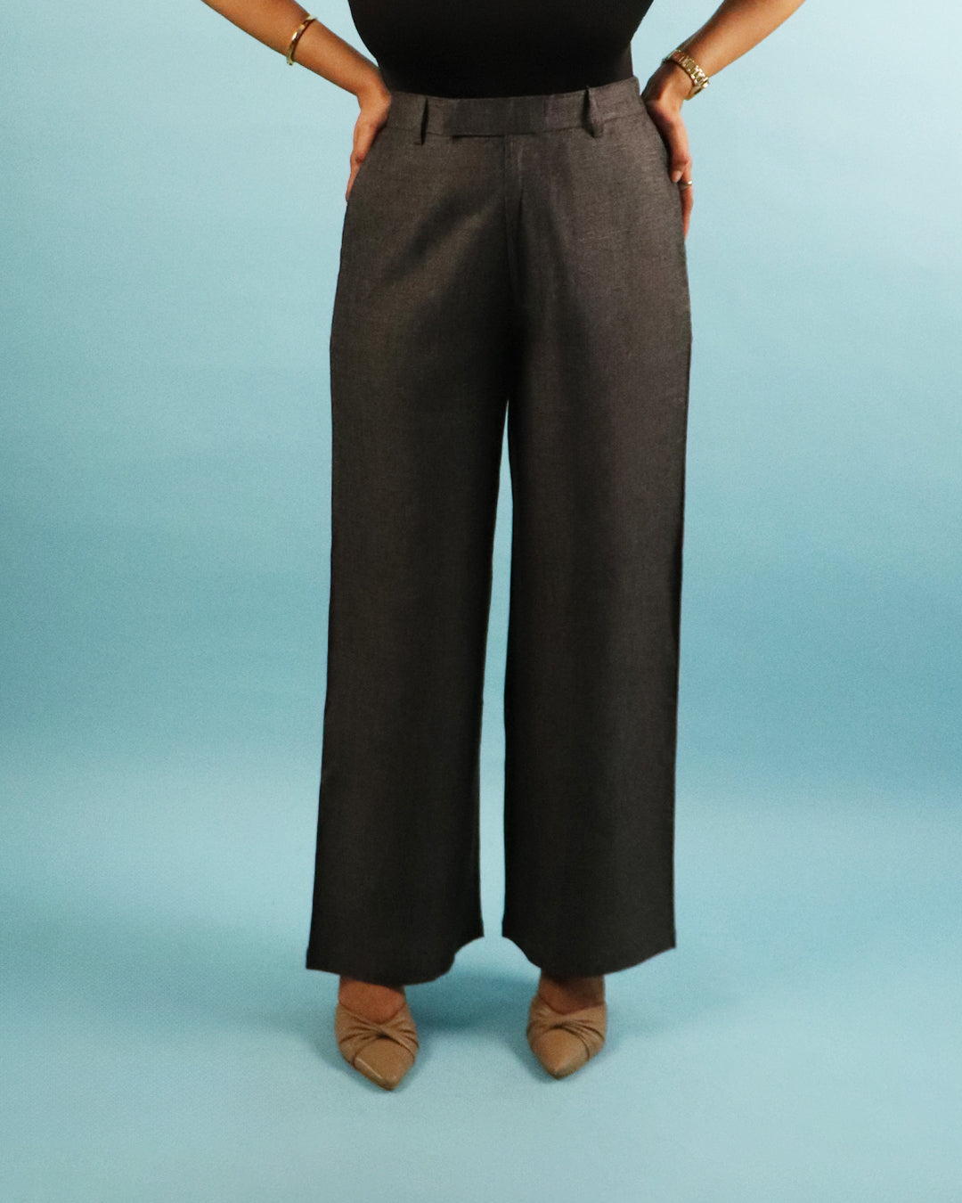 Unisex Pure Linen Pants in Charcoal Grey