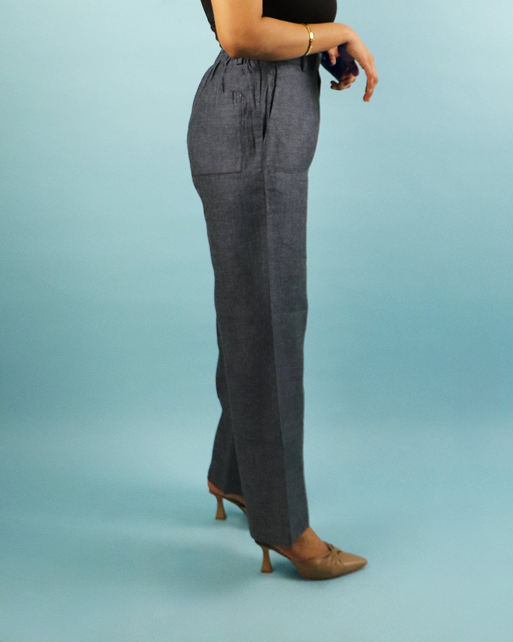 Unisex Pure Linen Pants in Grey