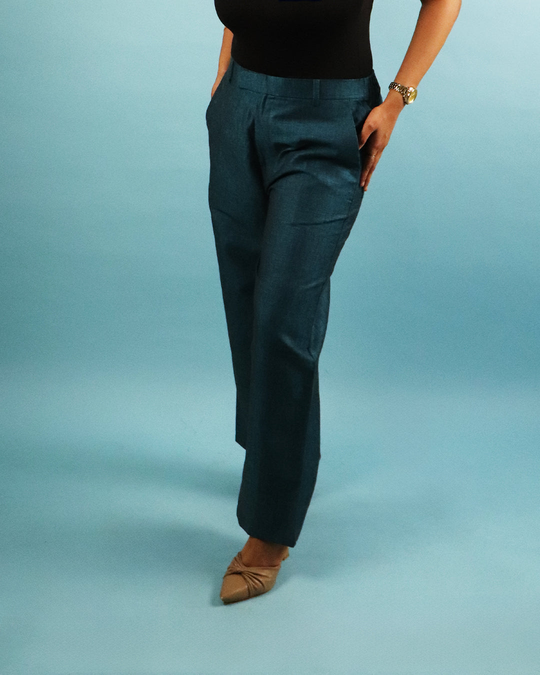 Unisex Pure Linen Pants in Teal