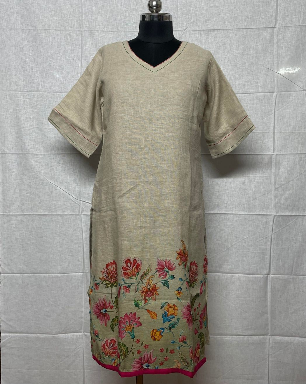 Wildflower Natural Linen Kurti